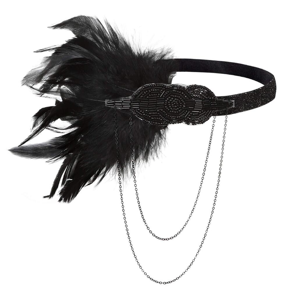 2124 Flapper Feather Headband 1920s Art Deco Roaring 20s Great Gatsby